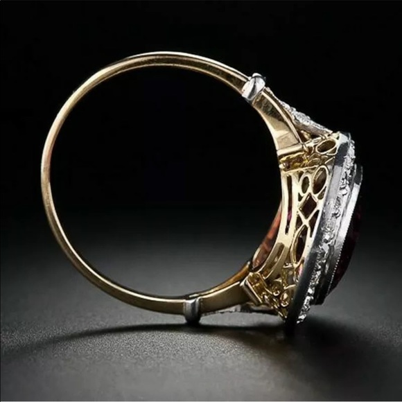 New 18k Gold Oval Cut Ruby Women Wedding Ring - Picture 3 of 6